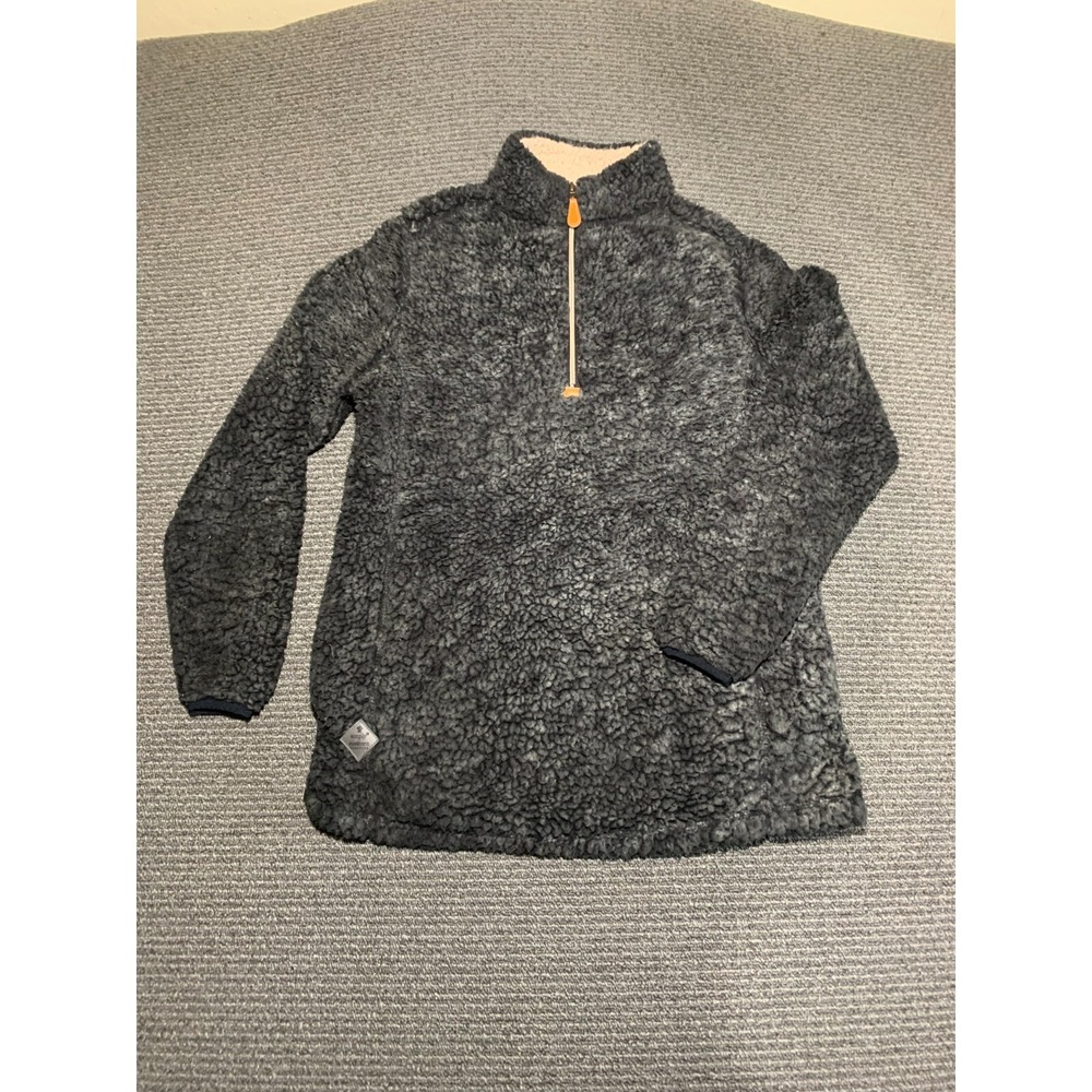Simply Southern Dark Gray Pullover 3/4 Zip Teddy Fuzzy Sweater Women Size S